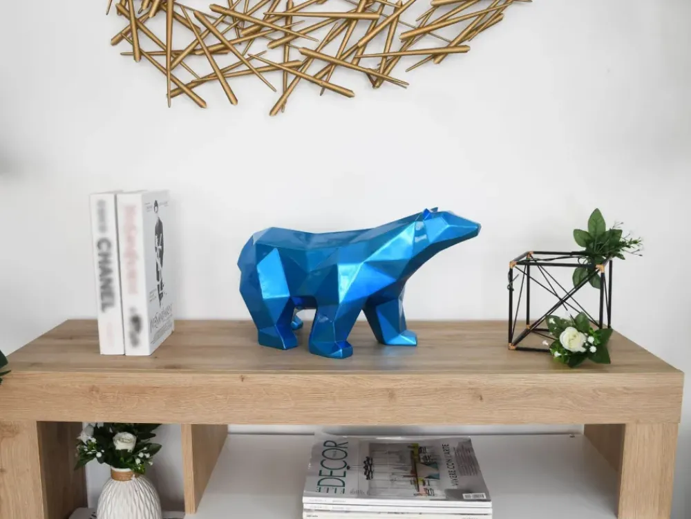 Table Top|Low Poly^Statues & Sculptures Polygon Polar Bear 25cm Blue Resin Indoor Sculpture