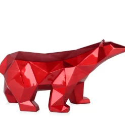 Table Top|Low Poly^Statues & Sculptures Polygon Polar Bear 25cm Red Resin Indoor Sculpture