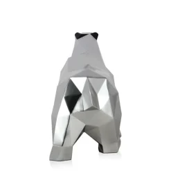 Table Top|Low Poly^Statues & Sculptures Polygon Polar Bear 25cm Silver Resin Indoor Sculpture