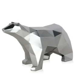 Table Top|Low Poly^Statues & Sculptures Polygon Polar Bear 25cm Silver Resin Indoor Sculpture