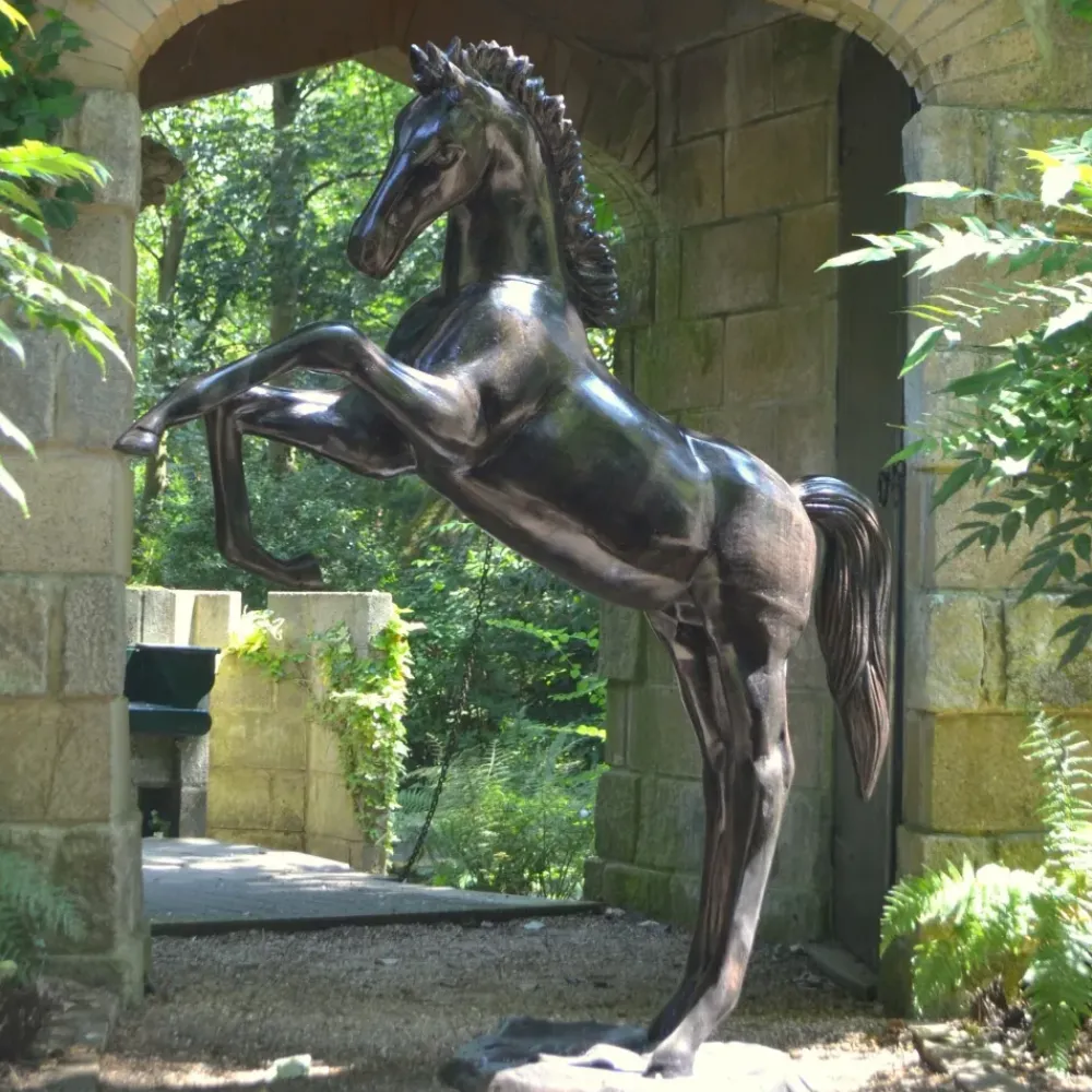 Horses^Statues & Sculptures Prancing Horse Life-Size Bronze Metal Garden Statue