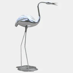 Wildlife|Cranes^Statues & Sculptures Pure Crane 130cm Silver Metal Garden Sculpture v2
