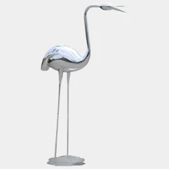 Wildlife|Cranes^Statues & Sculptures Pure Crane 130cm Silver Metal Garden Sculpture v1
