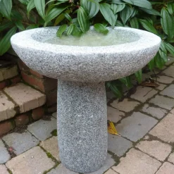 Bird Baths^Statues & Sculptures Pure Natural Granite Grey Stone Garden Birdbath