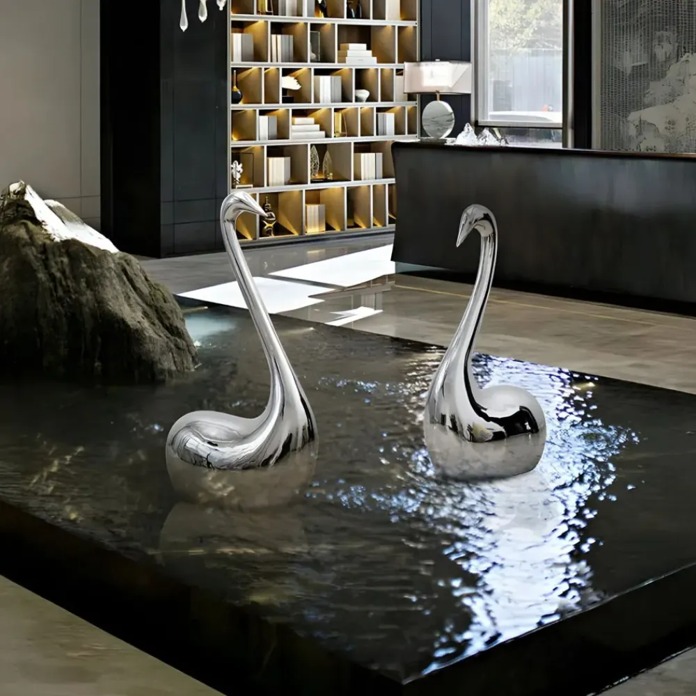 Table Top|Floor Standing^Statues & Sculptures Pure Swan 80cm Silver Metal Indoor Sculpture
