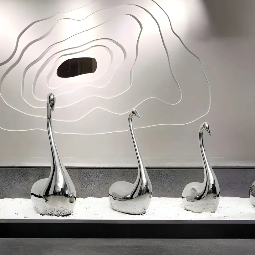 Table Top|Floor Standing^Statues & Sculptures Pure Swan 80cm Silver Metal Indoor Sculpture
