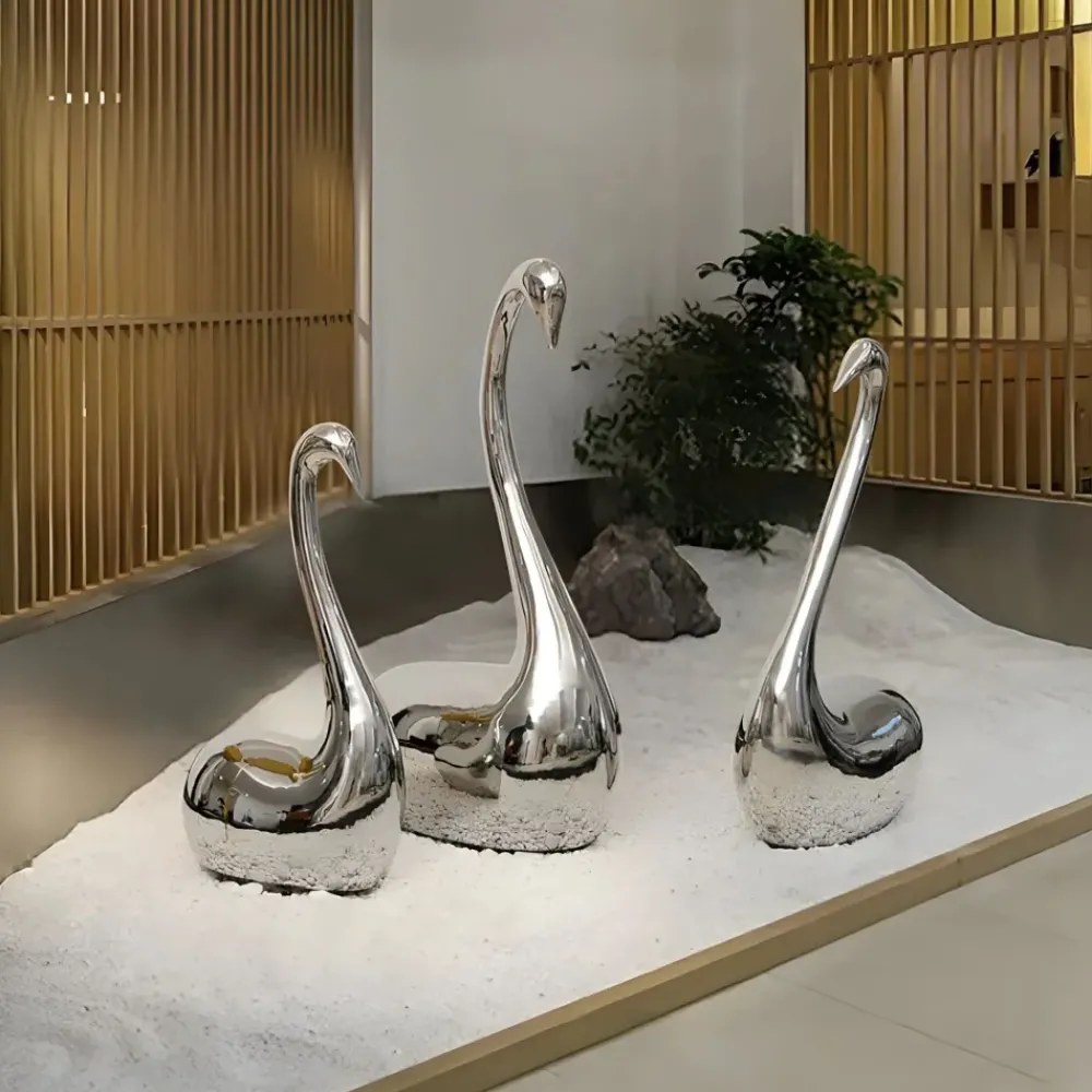 Table Top|Floor Standing^Statues & Sculptures Pure Swan 80cm Silver Metal Indoor Sculpture