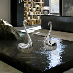 Table Top|Floor Standing^Statues & Sculptures Pure Swan 95cm Silver Metal Indoor Sculpture