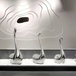 Table Top|Floor Standing^Statues & Sculptures Pure Swan 95cm Silver Metal Indoor Sculpture
