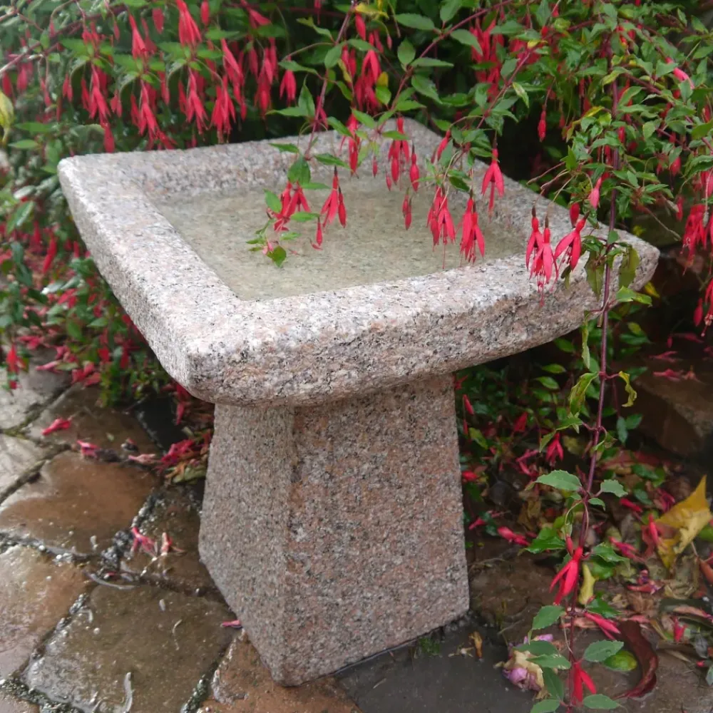 Bird Baths^Statues & Sculptures Quadrate Natural Granite Stone Garden Birdbath