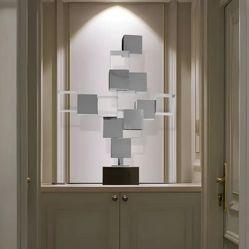 Table Top|Floor Standing^Statues & Sculptures Quantum Cubes 88cm Silver Metal Indoor Sculpture