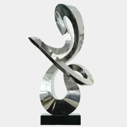 Table Top|Floor Standing^Statues & Sculptures Quantum Drift 87cm Silver Metal Indoor Sculpture v3