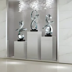 Table Top|Floor Standing^Statues & Sculptures Quantum Drift 87cm Silver Metal Indoor Sculpture v3