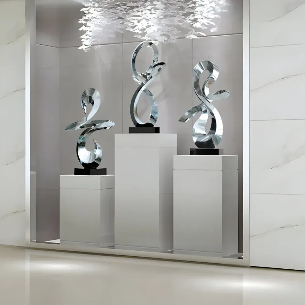 Table Top|Floor Standing^Statues & Sculptures Quantum Drift 87cm Silver Metal Indoor Sculpture v3