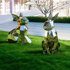 Wildlife|Contemporary^Statues & Sculptures Rabbit 46cm Geometric Metal Garden Sculpture