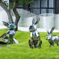 Wildlife|Contemporary^Statues & Sculptures Rabbit 46cm Geometric Metal Garden Sculpture