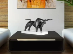 Table Top|Animals^Statues & Sculptures Raging Bull 35cm Anthracite Resin Indoor Sculpture