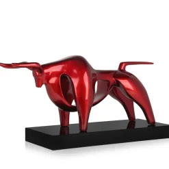 Table Top|Animals^Statues & Sculptures Raging Bull 35cm Red Resin Indoor Sculpture