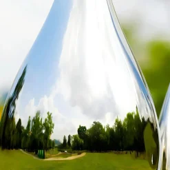 Giant|Floor Standing^Statues & Sculptures Raindrop Ripples 180cm Silver Metal Garden Sculpture