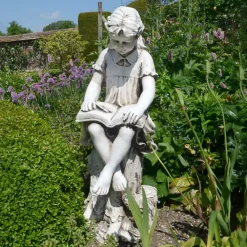 Children^Statues & Sculptures Reading Girl 89cm Stone Resin Garden Statue