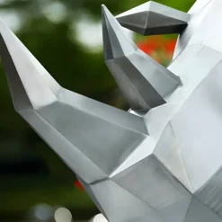 Wildlife|Contemporary^Statues & Sculptures Rhino 100cm Geometric Metal Garden Sculpture