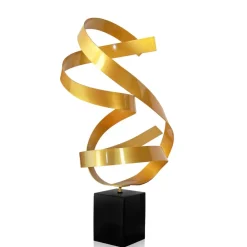 Table Top|Abstract^Statues & Sculptures Ribbon Dance 62cm Yellow Metal Indoor Sculpture