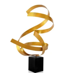 Table Top|Abstract^Statues & Sculptures Ribbon Dance 62cm Yellow Metal Indoor Sculpture