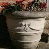 Large|Round^Statues & Sculptures Ribbon Vase 16" Stone Garden Planter