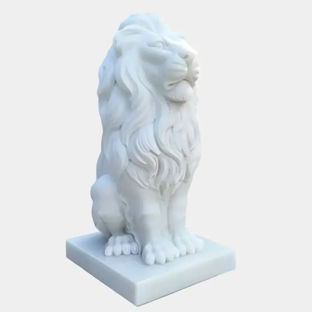 Lions|Modern^Statues & Sculptures Royal Lion 120cm White Marble Garden Statue