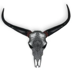 Wall Art|Animals^Statues & Sculptures Sacred Buffalo 63cm Silver Resin Wall Sculpture