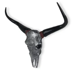 Wall Art|Animals^Statues & Sculptures Sacred Buffalo 63cm Silver Resin Wall Sculpture