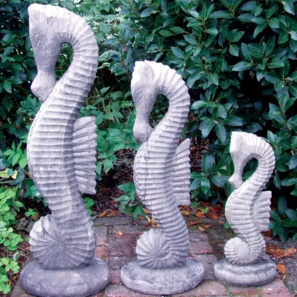 Sealife^Statues & Sculptures Seahorses Set Stone Garden Ornaments