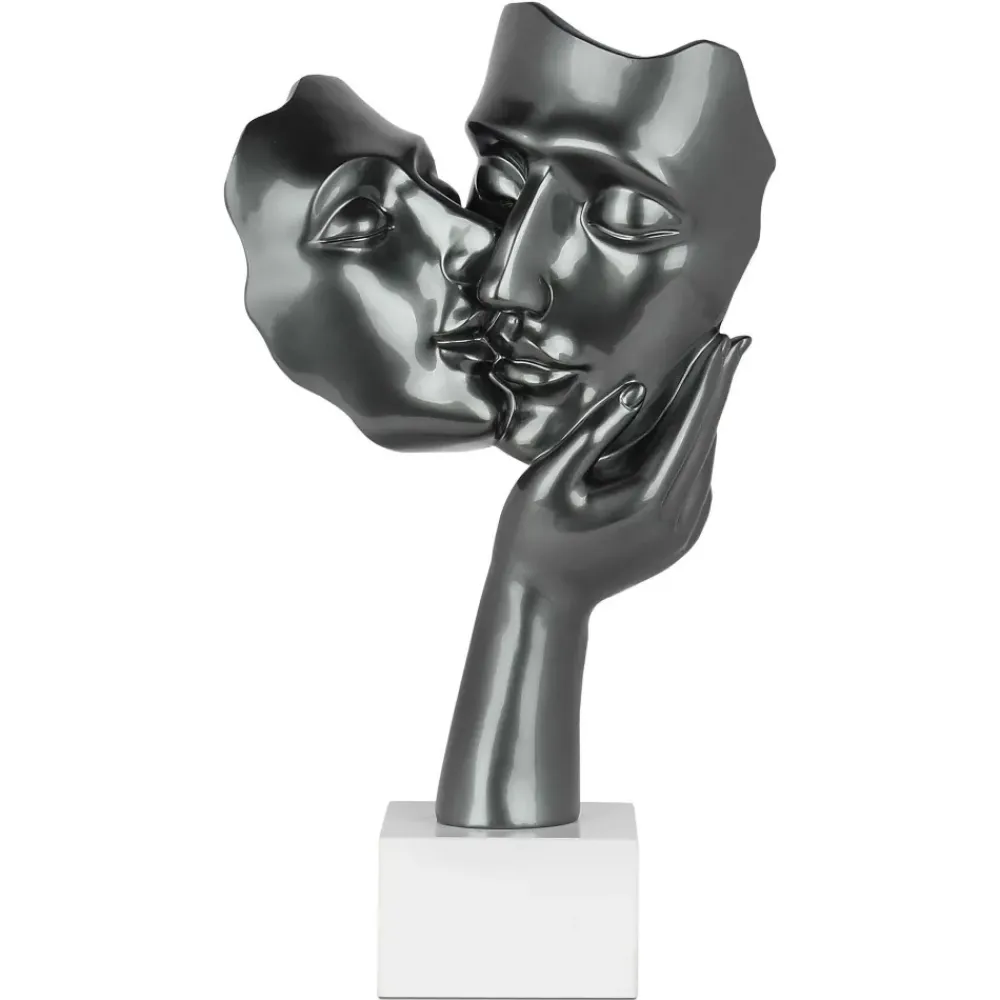 Figurative|Table Top^Statues & Sculptures Secret Kiss 50cm Anthracite Resin Indoor Sculpture