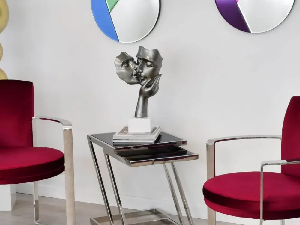 Figurative|Table Top^Statues & Sculptures Secret Kiss 50cm Anthracite Resin Indoor Sculpture