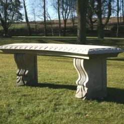 Stone Benches^Statues & Sculptures Single Curved Plain Stone Bench - Large Garden Benches