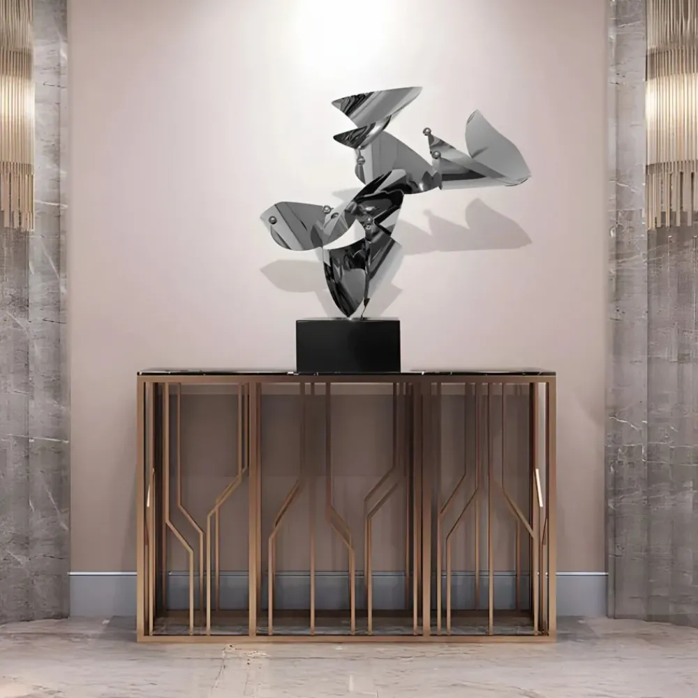 Table Top|Abstract^Statues & Sculptures Spacial Drift 59cm Silver Metal Indoor Sculpture