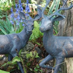 Stags & Deers^Statues & Sculptures Stag & Doe Bronze Metal Garden Statues