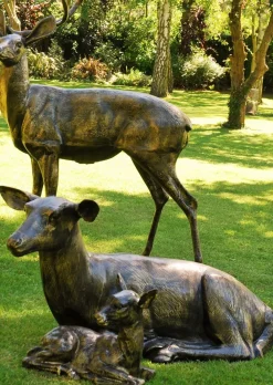 Stags & Deers^Statues & Sculptures Stag Doe & Fawn Collection Bronze Metal Garden Statues