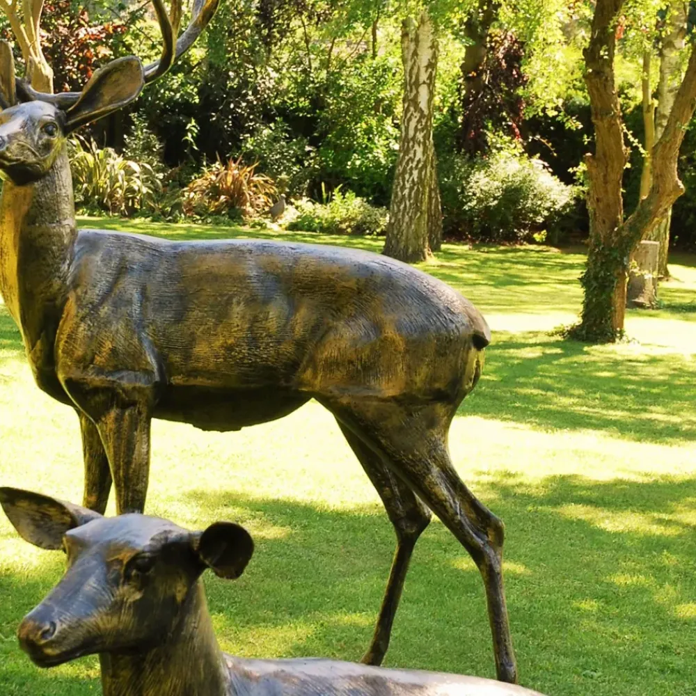 Stags & Deers^Statues & Sculptures Stag Doe & Fawn Collection Bronze Metal Garden Statues