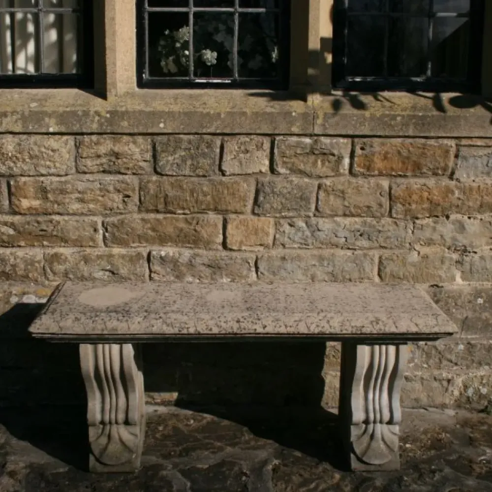 Stone Benches^Statues & Sculptures Straight Plain Stone Garden Bench