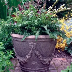 Large|Round^Statues & Sculptures Swagg Urn Stone Garden Planter