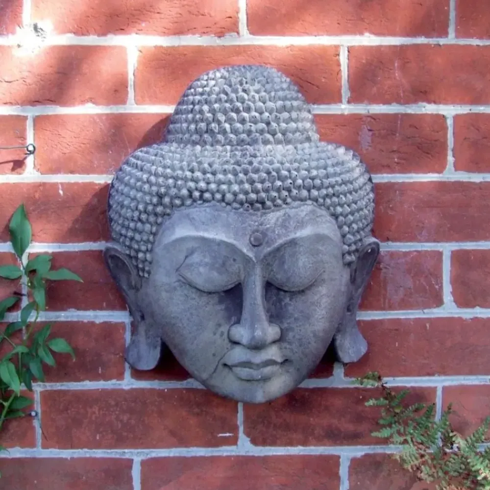 Wall Plaques|Buddha^Statues & Sculptures Thai Buddha Head Stone Garden Wall Art Plaque