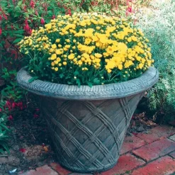 Large|Round^Statues & Sculptures Thatched Urn Stone Garden Planter