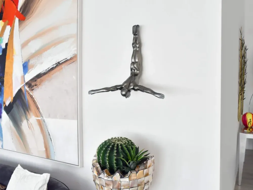 Figurative|Wall Art^Statues & Sculptures The Diver 55cm Anthracite Resin Wall Sculpture