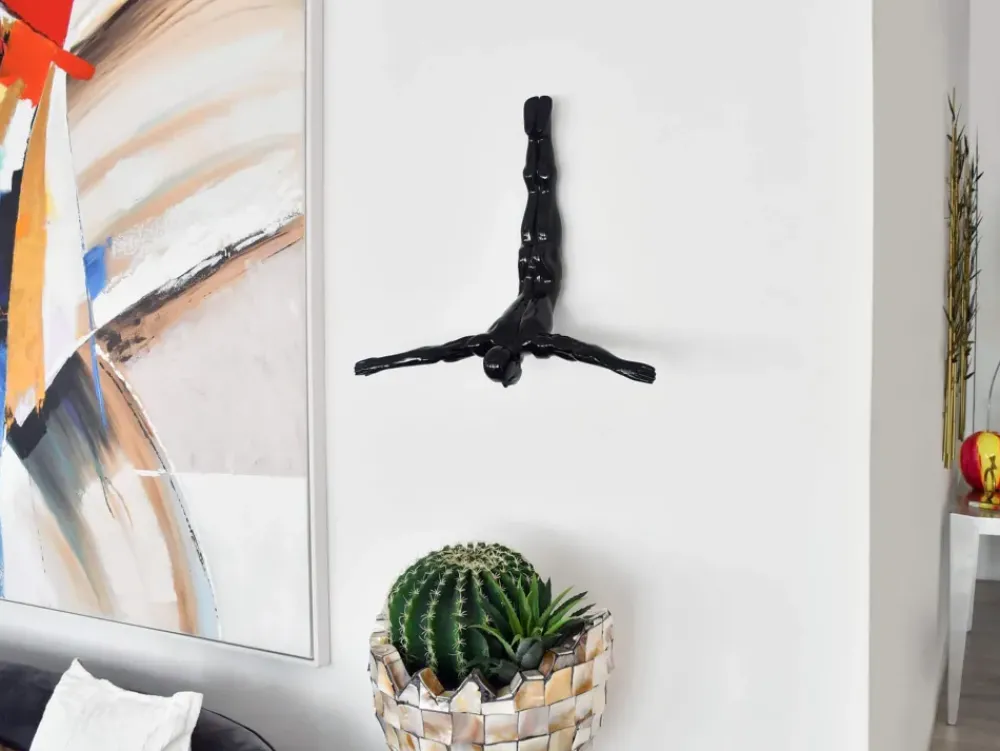Figurative|Wall Art^Statues & Sculptures The Diver 55cm Black Resin Wall Sculpture