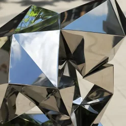 Floor Standing|Low Poly^Statues & Sculptures The Thinker 130cm Silver Geometric Metal Garden Sculpture