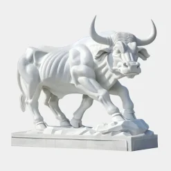 Farm|Modern^Statues & Sculptures Titan Bull 150cm White Marble Garden Statue v2