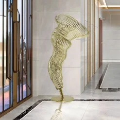Floor Standing|Abstract^Statues & Sculptures Tornado 152cm Gold Metal Garden Sculpture