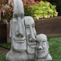 Easter Island Heads^Statues & Sculptures Triple Easter Island Heads Stone Garden Ornament