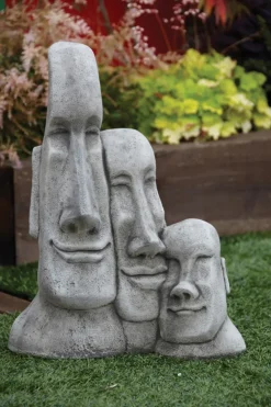 Easter Island Heads^Statues & Sculptures Triple Easter Island Heads Stone Garden Ornament